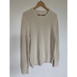 NWT Gap Sweater Men Sz L Cotton Ivory Crew Neck Fisherman Core Grandpa Heritage